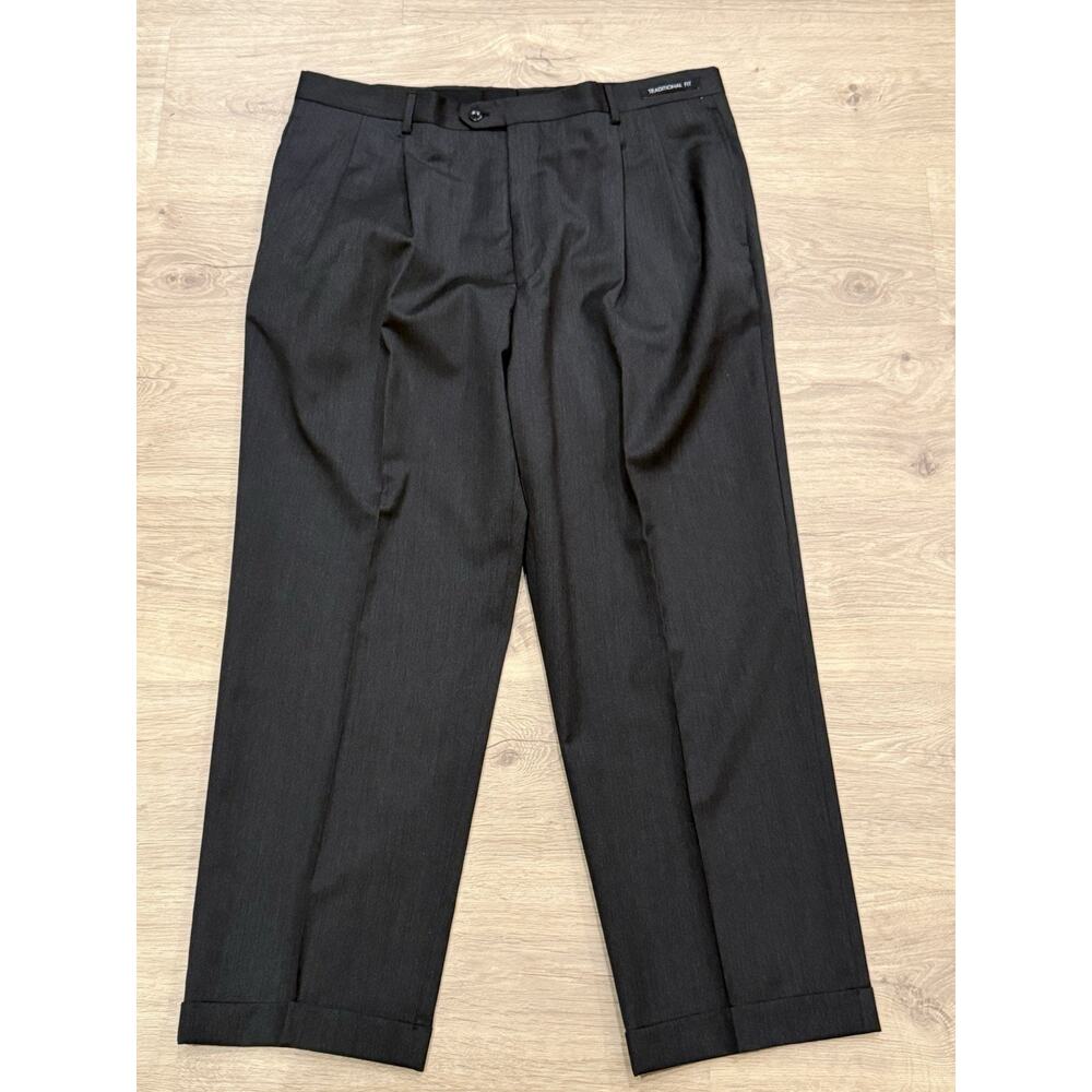 NWT Jos A Bank Charcoal Signature 100% Wool Tailored Fit Pants Men's 38Rx30